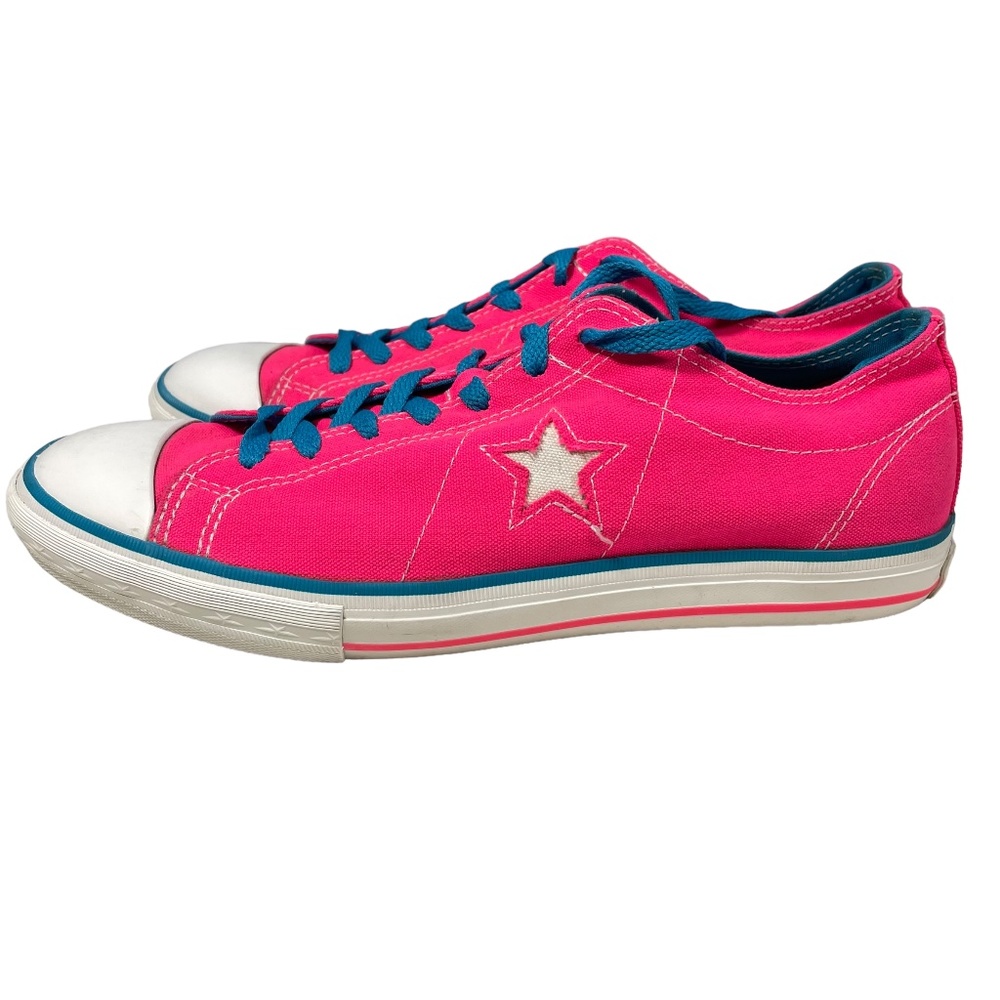 CONVERSE ONE STAR Womens 11 Hot Pink Teal Low Top Canvas Chuck Taylor Sneakers